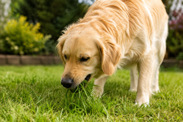 dog eating grass and vomiting behavior