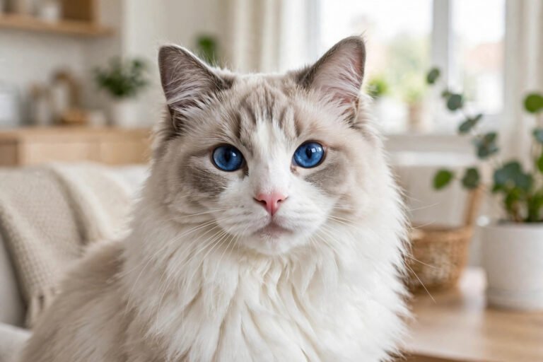 Cat with blue eyes looking at camera